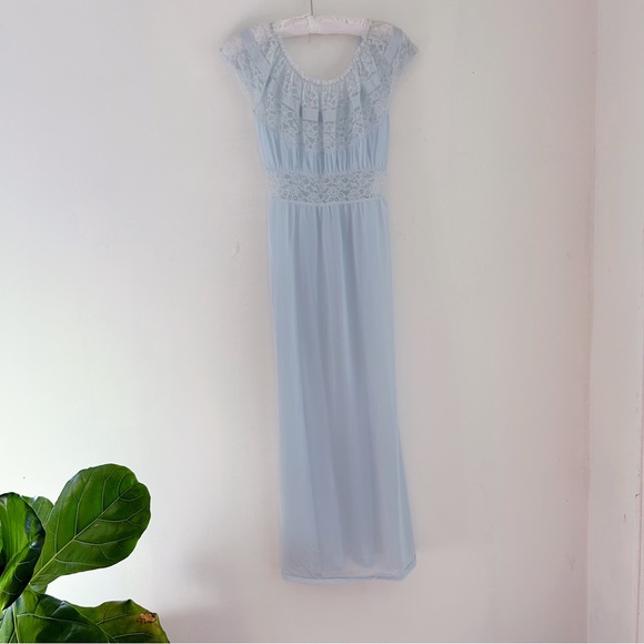Vintage 1960’s Coquette Slip Dress Powder Blue S - Picture 4 of 8